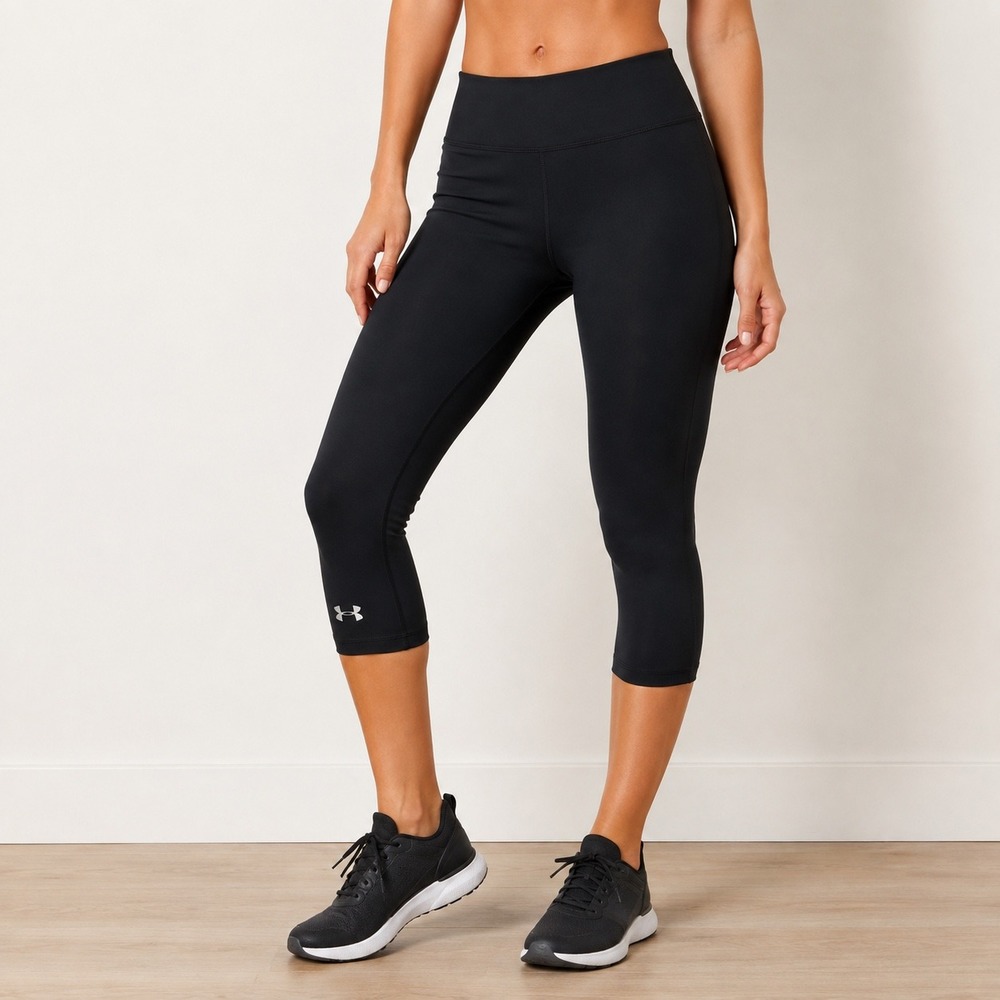 Under Armour HeatGear Black Compression Capri Leggings Women's S Gym Performance